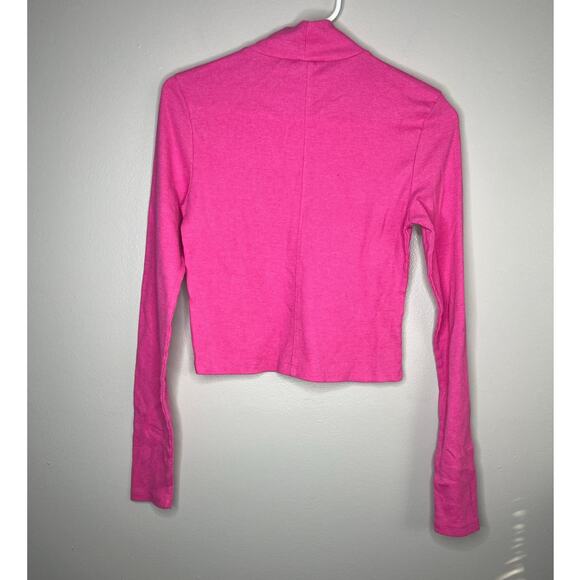 American Eagle Pink Ribbed Mock Neck/ Turtleneck Long Sleeve Shirt Size Medium - Picture 2 of 3
